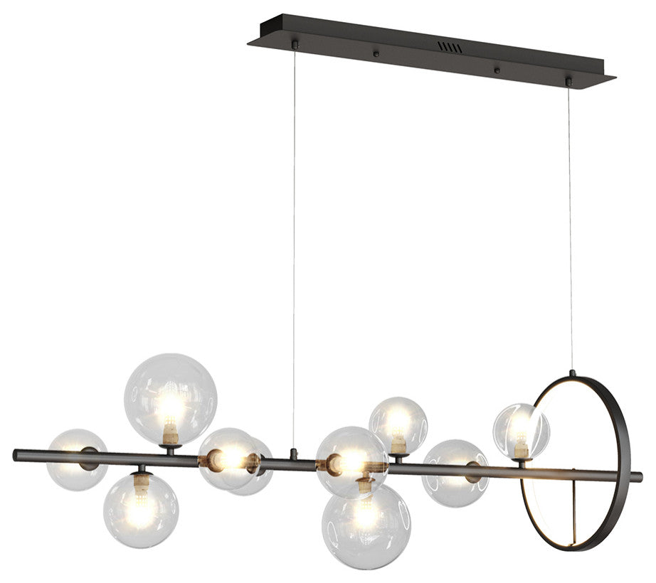 Bubi Modern Black Island Pendant Light for Kitchen 10-Light Globe Glass Shade
