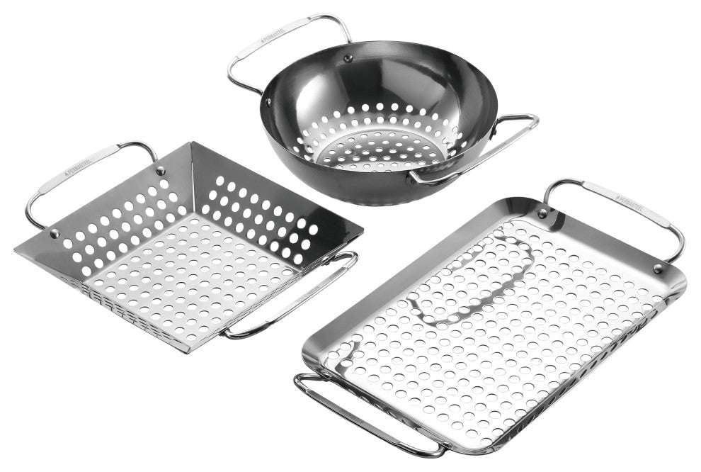 Permasteel Stainless Steel Grill Basket 3pc-Set