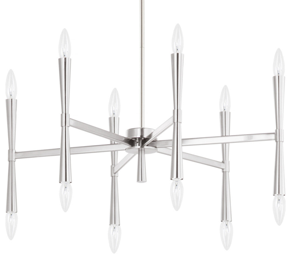 Maxim 24626 Rome 12 Light 29"W Taper Candle Chandelier - Satin Nickel