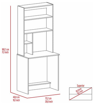 Sawgrass Computer Desk With Hutch, With 4 Shelves, Black Wengue