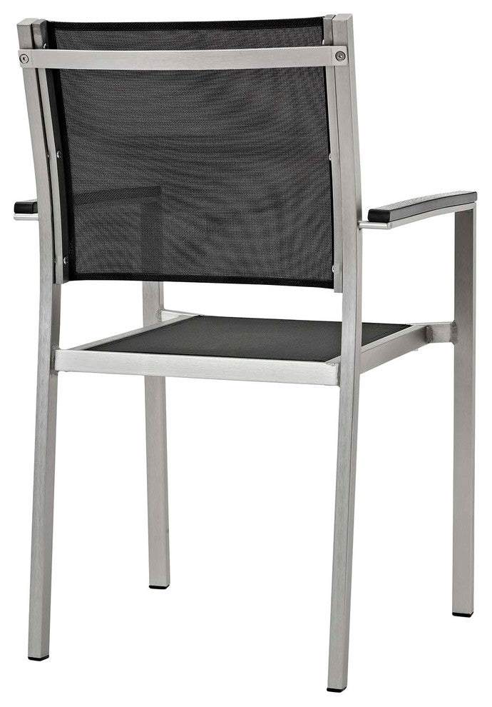 Silver Black Shore 9 Piece Outdoor Patio Aluminum Outdoor Dining Set