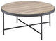 32" Brown And Black Iron Round Coffee Table