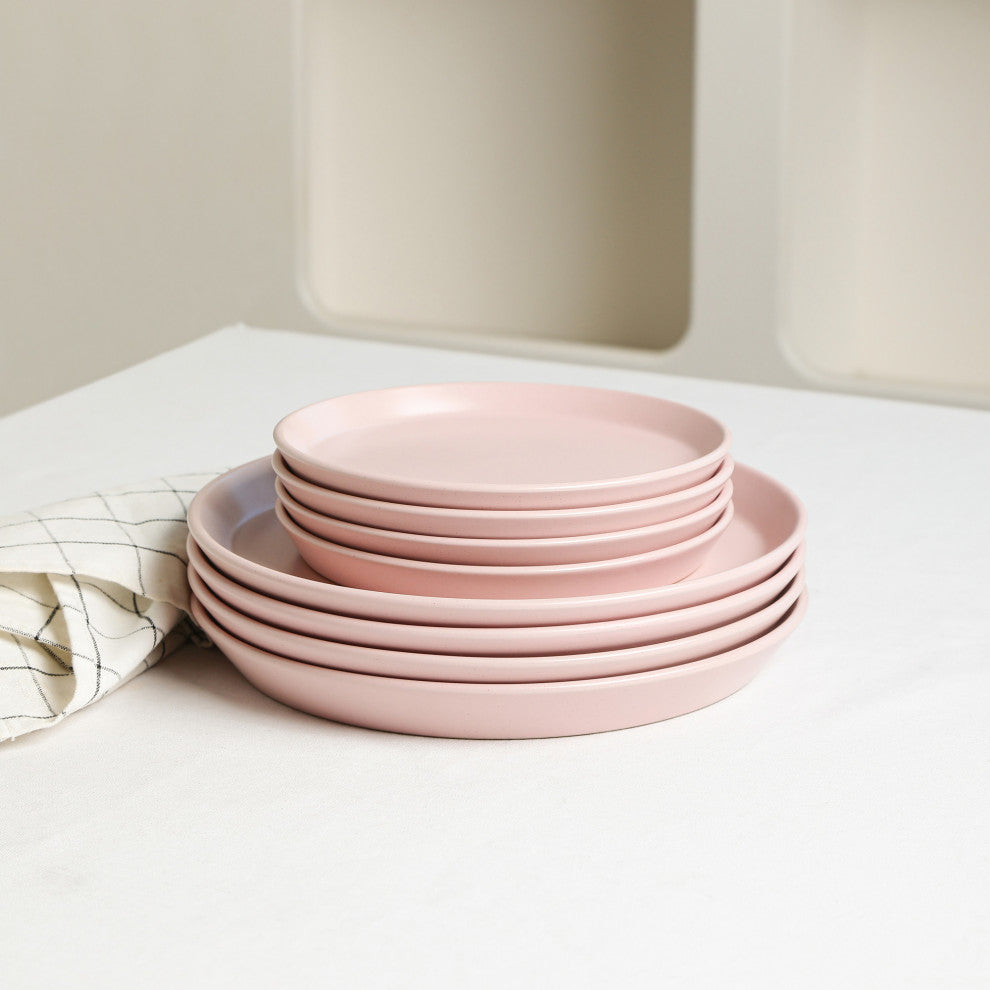 Stone Lain Albie Stoneware 20 Piece Dinnerware Set With Pasta Bowls, Pink