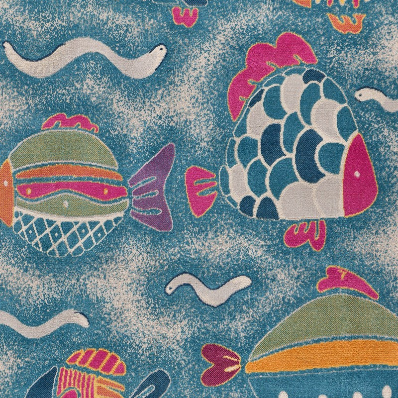 5" x 8" Blue Playful Fish Indoor Outdoor Area Rug