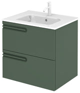 Econic Collection 2 Drawer Vanity, Green Forest, 24" Left Handle, With Enzo Sink Top