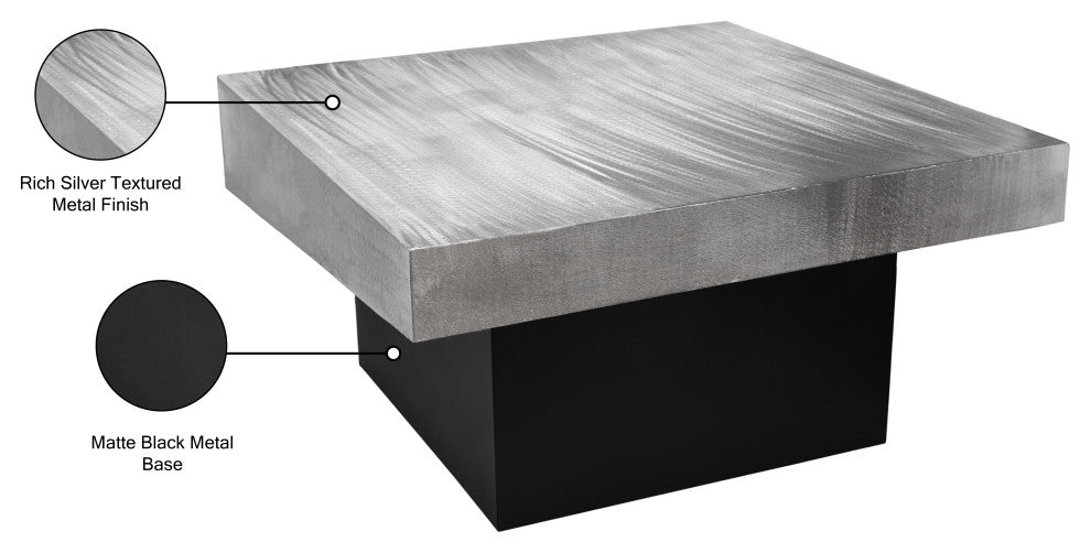 Palladium Textured Metal Coffee Table, Silver