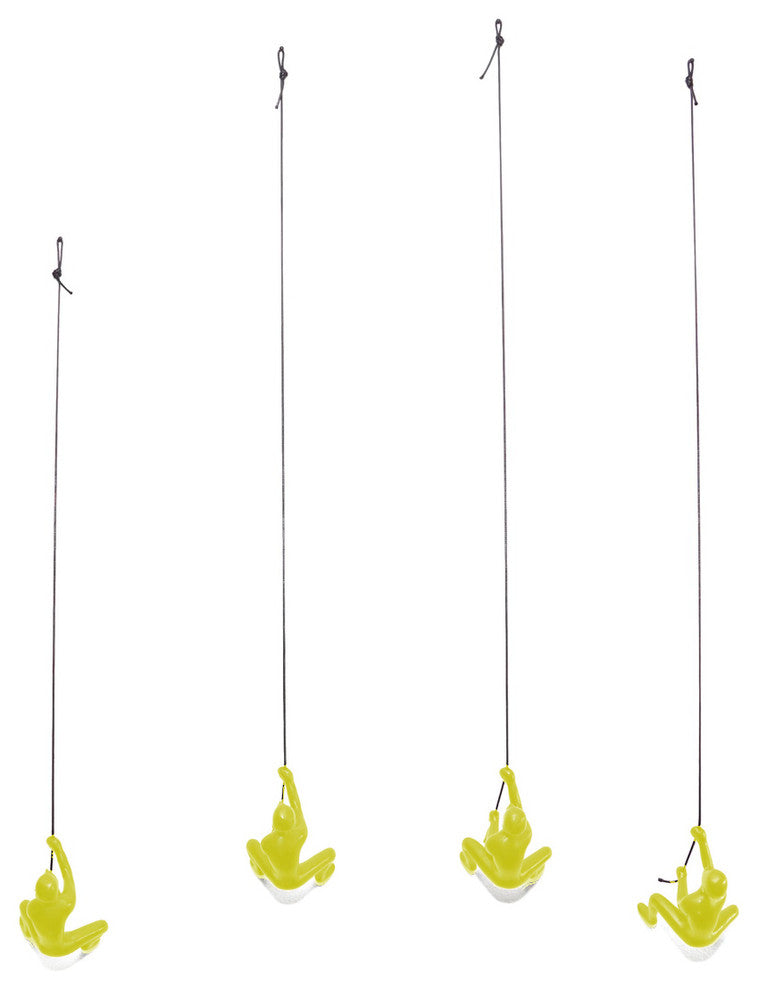 Climbing Man Wall Art, Set of 4, Yellow
