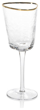 Kampari Triangular Wine Glasses With Gold Rim, Set of 4