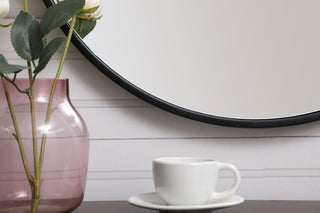 Elegant Rowan Metal Frame Round Mirror With Decorative Hook 21" MR4721BK - Black