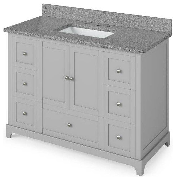 Addington Modern 48" Grey Vanity, Steel Grey Cultured Marble Vanity Top