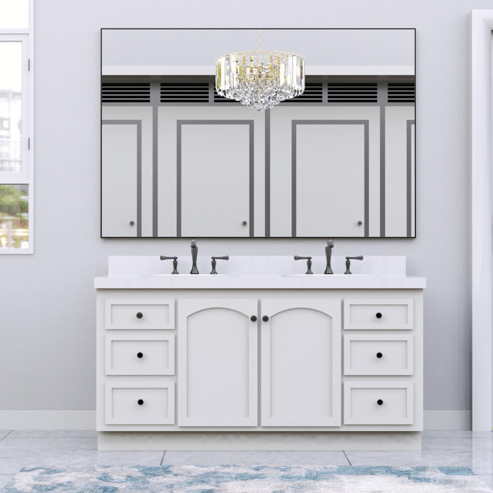 60" x 36" Rectangular Framed Wall Mount Bathroom Vanity Mirror
