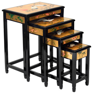 Gold Lacquer Nesting Tables Cranes