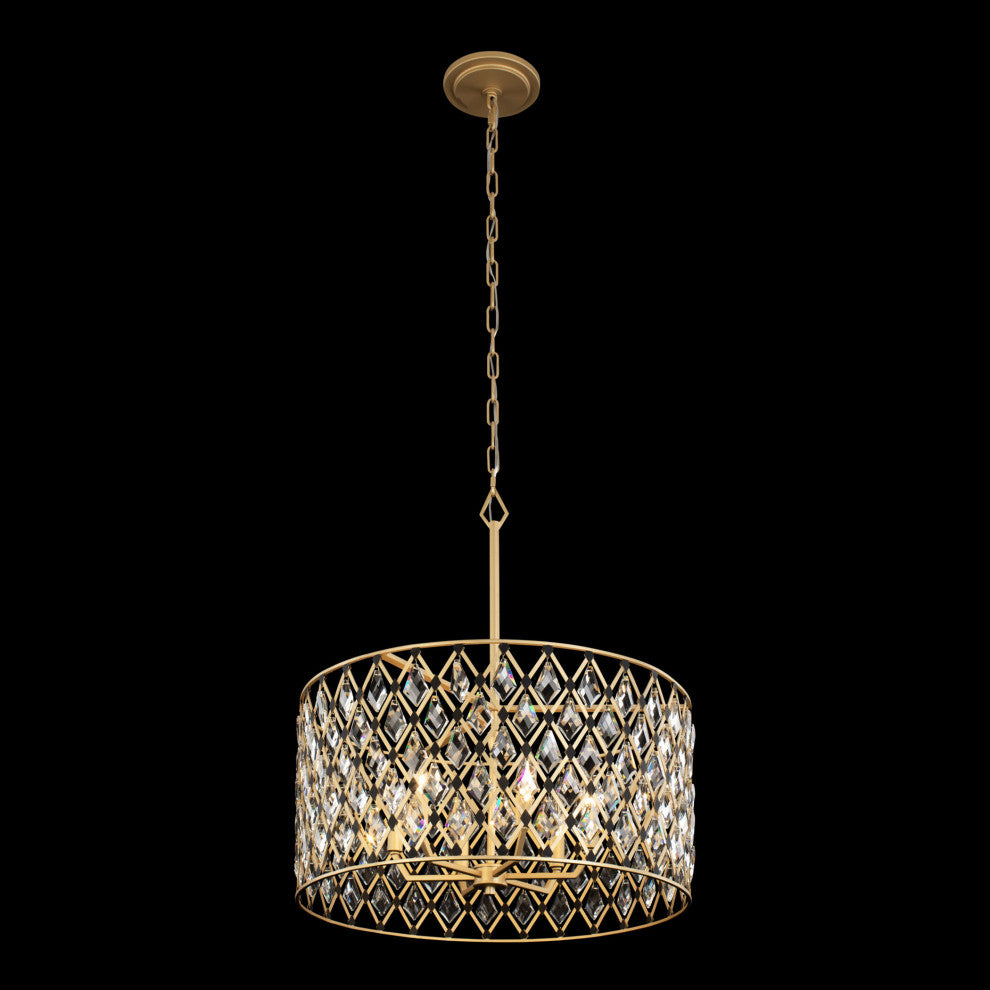 Windsor 6-Lt Crystal Pendant - French Gold/Matte Black