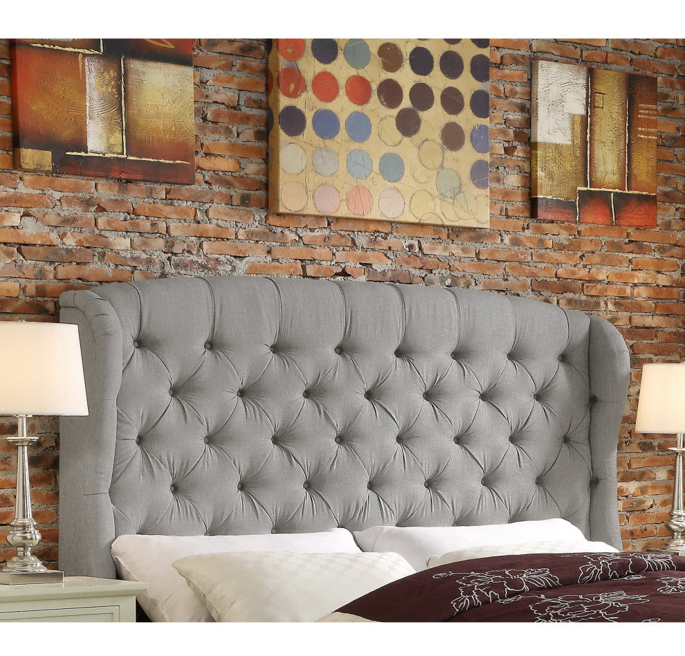 Felisa Upholstered Panel Bed, Gray, Queen