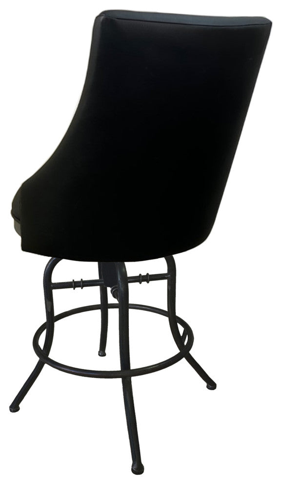 Melisima Swivel Tilt Counter 26" or 30" Metal Bar Stool, Black Vinyl - Grey, 26"