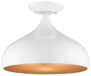 Livex Lighting 1 Light Shiny White Sem-Flush Mount