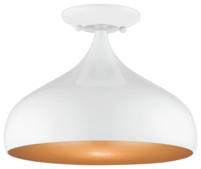 Livex Lighting 1 Light Shiny White Sem-Flush Mount