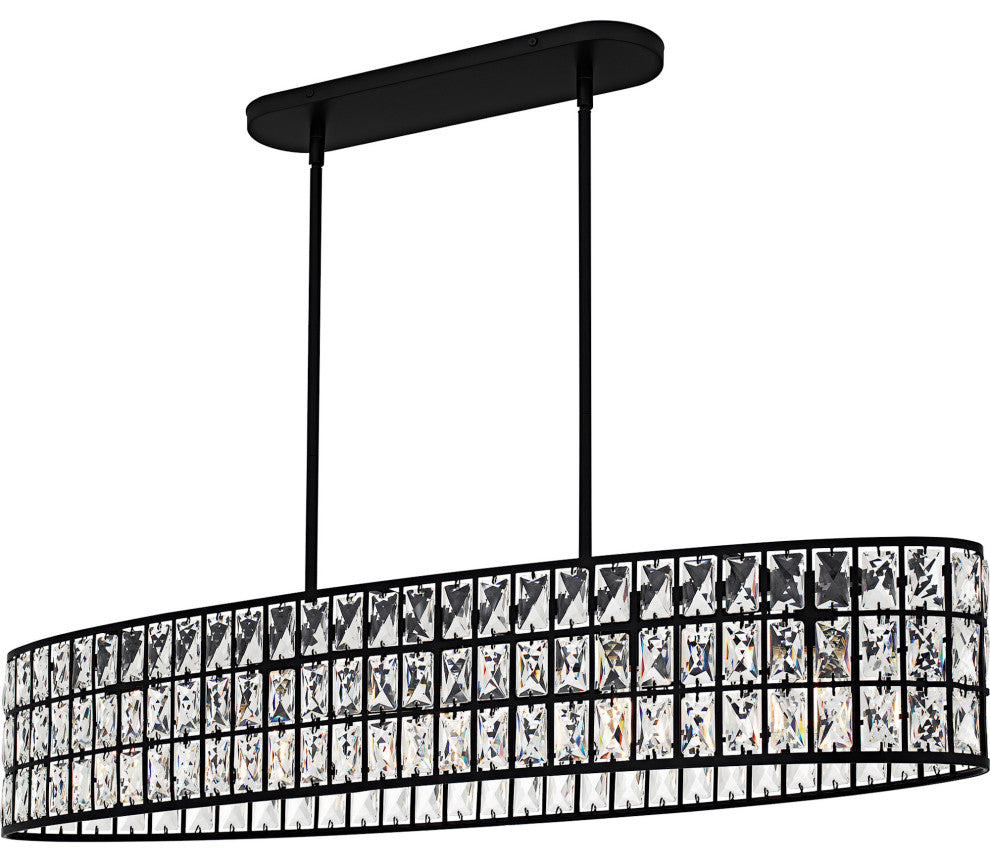 Quoizel GIB542 Gibson 5 Light 42"W Crystal Linear Chandelier - Matte Black