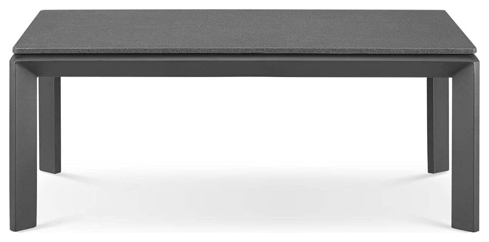 Modern Patio Coffee Table, Aluminum Frame With Scratch Resistant Cement Top