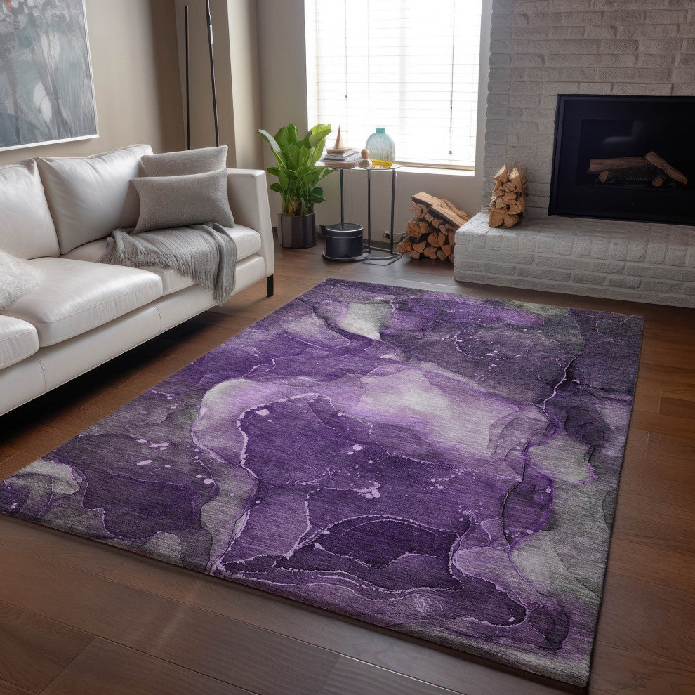 Premium Machine Washable Mayfield AMF522 Purple 3' x 5' Rug