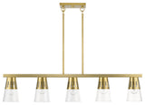 5 Light Natural Brass Large Linear Chandelier