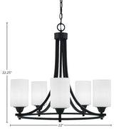 Paramount 5-Light Chandelier, Matte Black, 4" White Muslin Glass