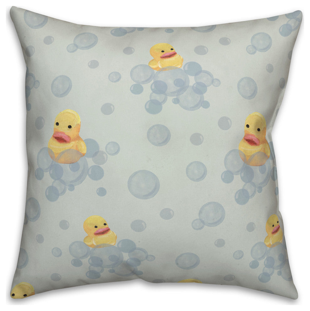 Rubber Duckies On Green 18 x 18 Spun Poly Pillow