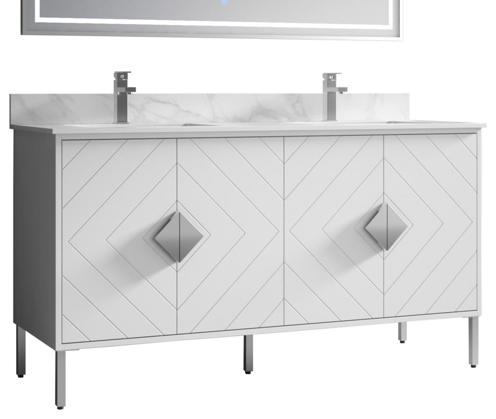 60" Tennant Brand Eileen Modern Style Double Sink Bathroom Vanity