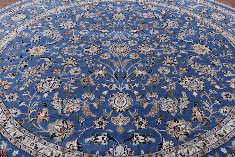 10' Round Persian Nain Handmade Wool and Silk Rug Q6396