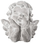 Cement Resting Head Cherubin Head Figurine Washed Concrete Gray Finish