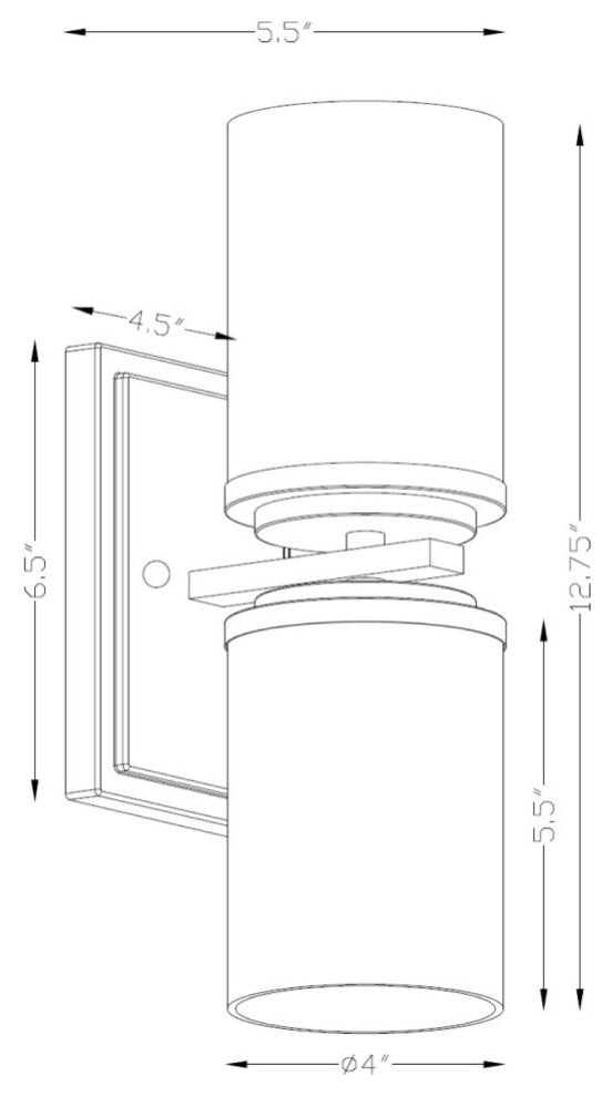 2-Light Wall Sconce, Black and Soft Gold