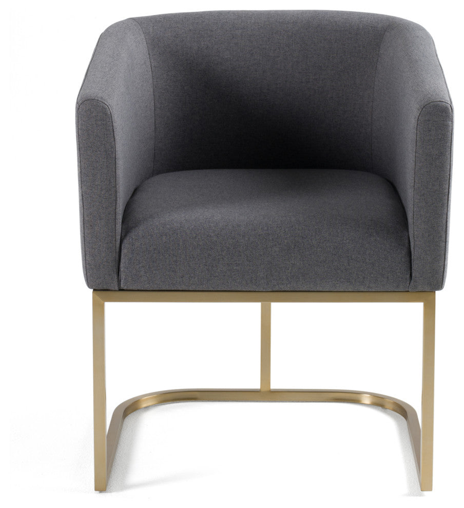 Modrest Yukon Modern Grey Fabric + Antique Brass Dining Chair