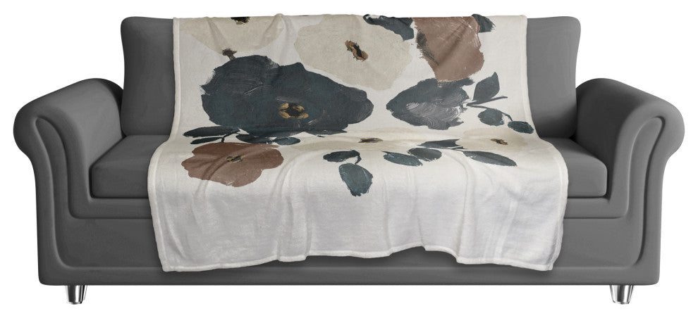 Rust and Cream Floral 50x60 Coral Fleece Blanket