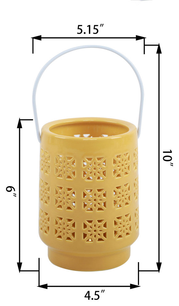 6.25In Led Pieced Star Ceramic Lantern
