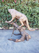 Mountain Lion Going Up a Tree Log Bronze Statue -  Size: 42"L x 65"W x 69"H.