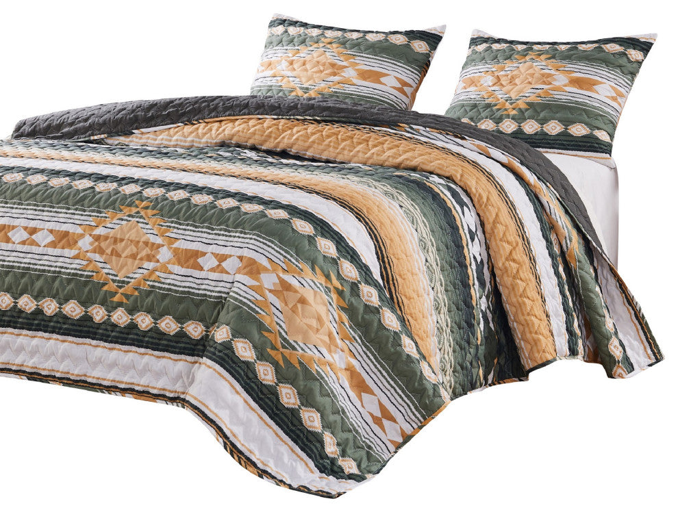 Benzara BM293496 King Size Pillow Sham, Southwest Yellow Stripes, Zipper