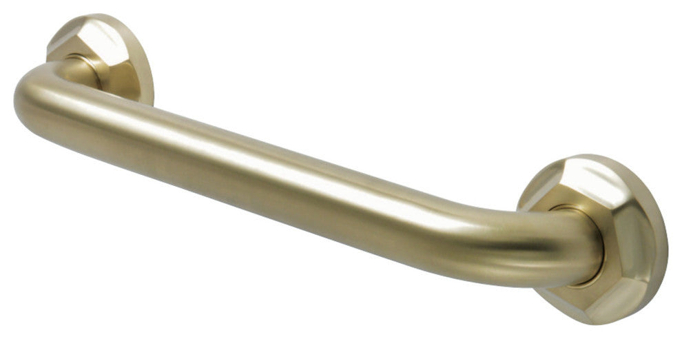 Kingston Brass 12" Decorative 1-1/4" OD Grab Bar, Brushed Brass