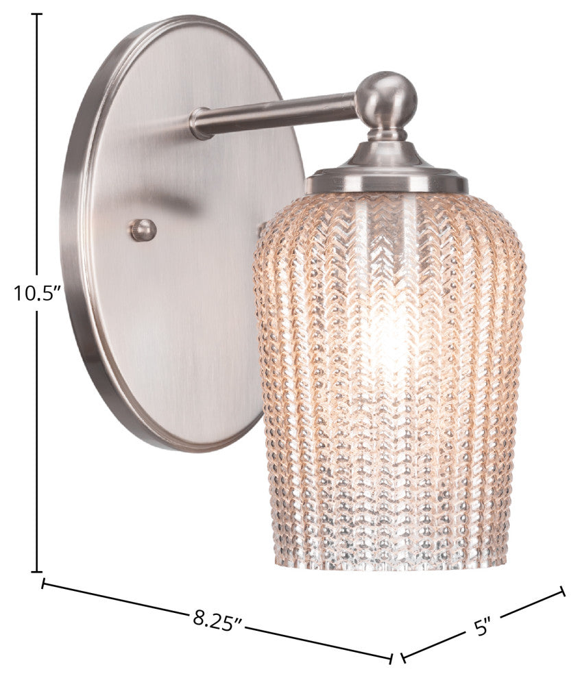 Capri 1-Light Wall Sconce, Brushed Nickel/Silver Textured