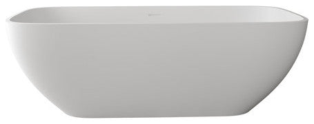 67in White Solid Surface Freestanding Soaking Bathtub with Drain