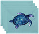 18"x14" Sea Turtle, Animal Print Placemat, Set of 4, Aqua