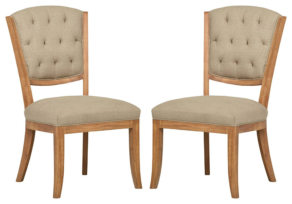 Elegant Tufted Dining Room Kitchen Chairs, Hemp