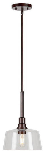 1-Light Clear Glass Mini Pendant, Antique Bronze
