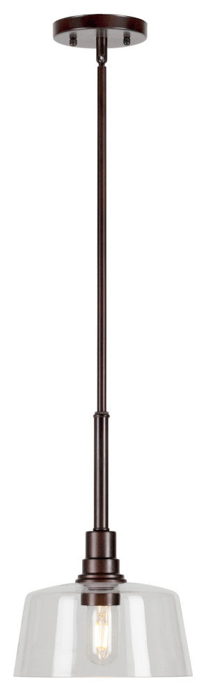 1-Light Clear Glass Mini Pendant, Antique Bronze