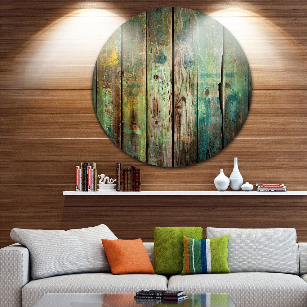 Old Wood Pattern, Contemporary Disc Metal Wall Art, 11"