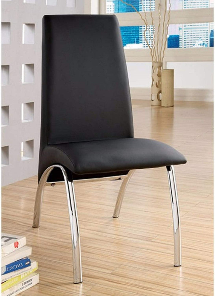 Benzara BM123182 Glenview Contemporary Side Chair, Black Finish-Set Of 2