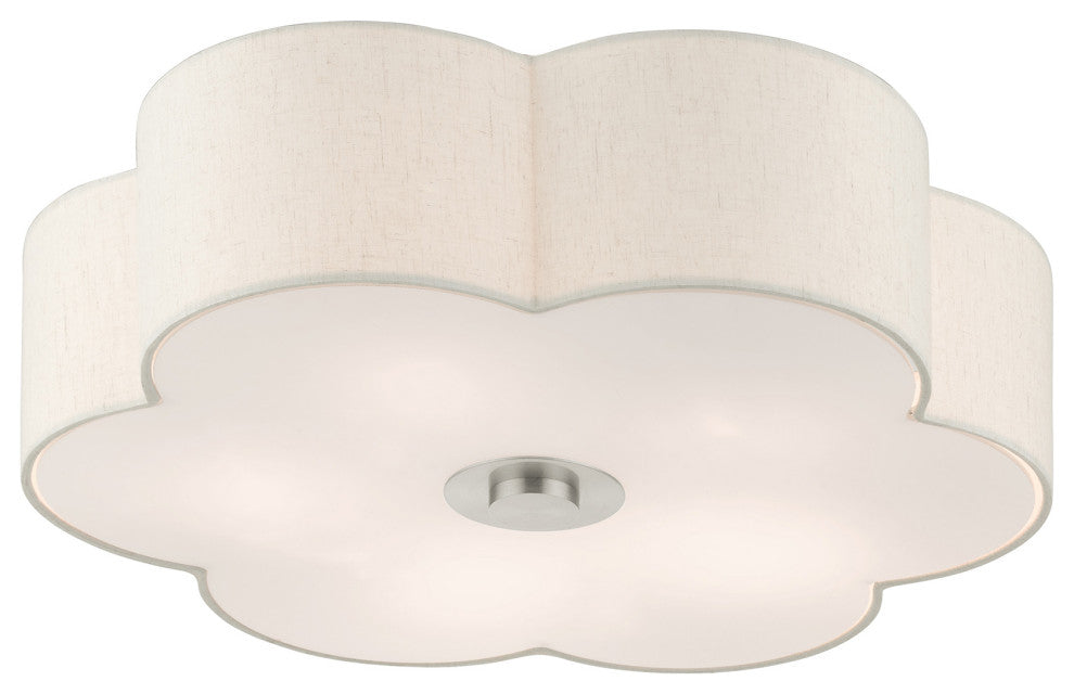 Brushed Nickel French Country, Floral, Transitional, Semi Flush