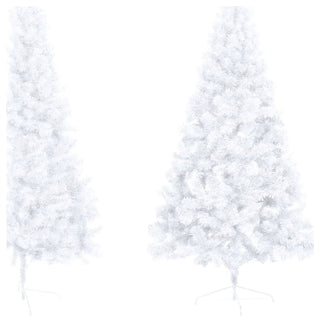vidaXL Christmas Tree Artificial Half-Circle Xmas Tree with Stand White PVC