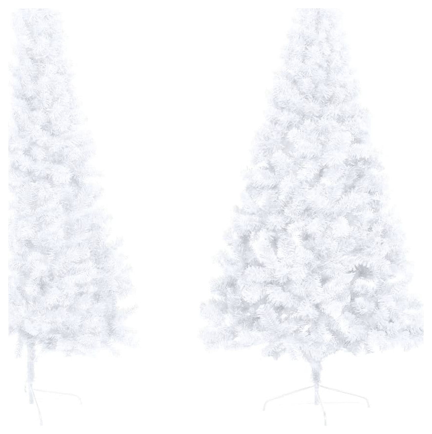 vidaXL Christmas Tree Artificial Half-Circle Xmas Tree with Stand White PVC
