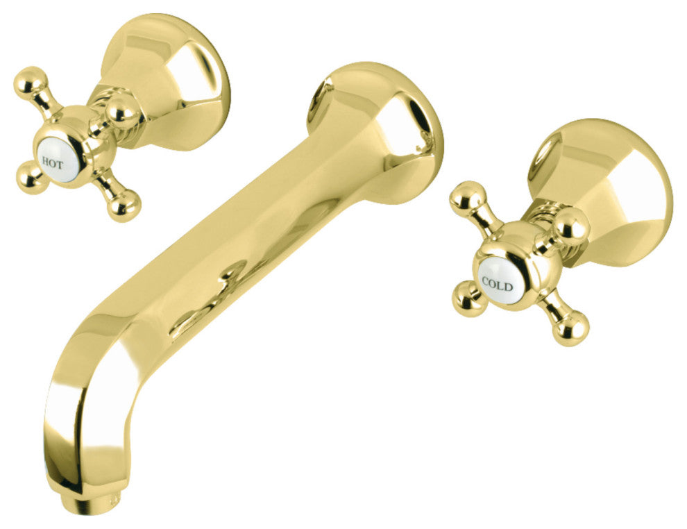 Kingston Brass Wall Mount Bathroom Faucet, Polished Brass