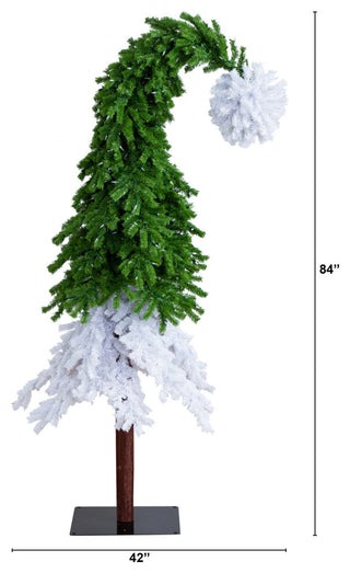 7ft. Holiday Green and White Santa's Hat Christmas Tree